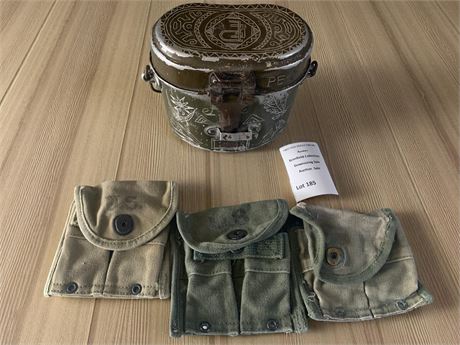 Vintage WWII-Era U.S. Military M1 Carbine Ammo Pouches & German M31 Mess Kit