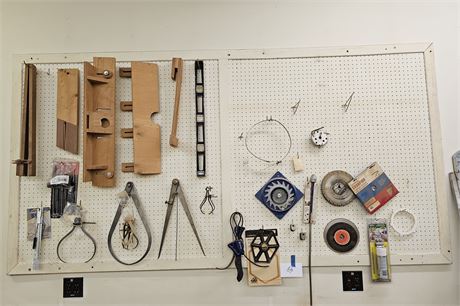 Mixed Tool Wall Lot: Mixed Saw Blades / Lurkin Levels / Wood Tools & More