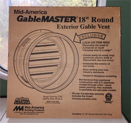 Gable Master 18" Round Exterior Gable Vent