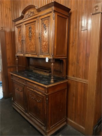 French Antique Carved Oak Renaissance Revival Buffet