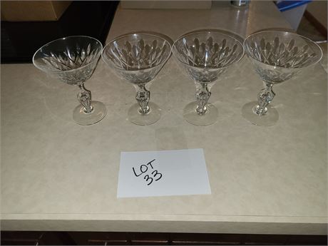 Set of (4) Lead Crystal Champagne Glasses