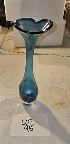 Art Glass Blue Paperweight Floral Vase