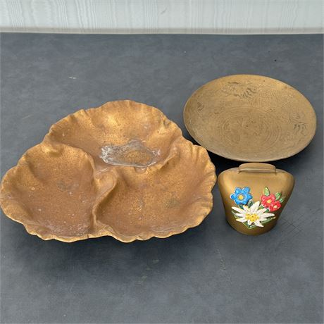 Metalware w/ Heavy/Solid Divided Candy and Nut Dish