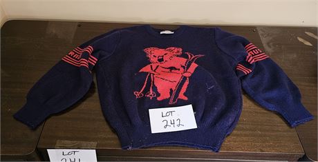 Vintage Wool Australian Size 14 Blue/Red Sweater