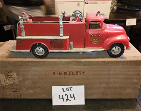 Structo #5 Metal Fire Engine With Original Box
