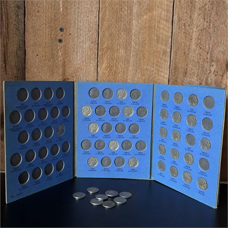 Buffalo Nickels with Book and Loose Nickels