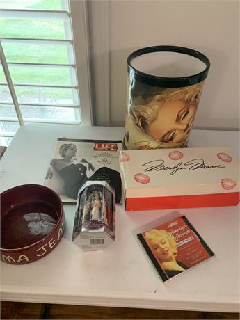 Marilyn Monroe Lot Norma Jean Baker Dog Bowl - Marilyn Doll - Trash Can & More