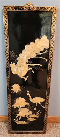 Oriental Black Lacquer Mother Of Pearl Wall Picture