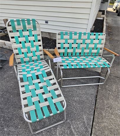 Vintage Two Seat Outdoor Glider & Lounge Chair