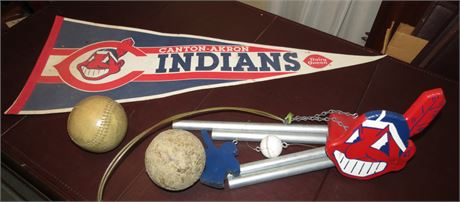 Canton / Akron Indians Pennant, Chief Wahoo Wind Chimes