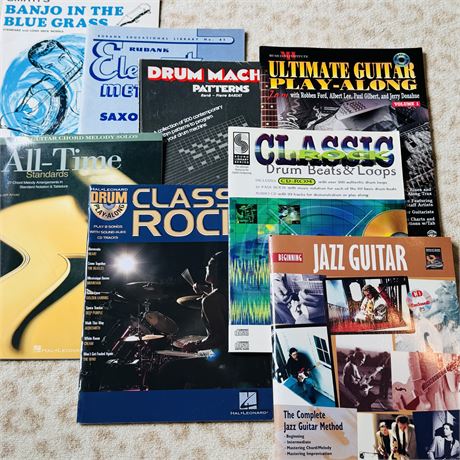Mixed Instrument Sheet Music Booklets - Drums, Guitar and More
