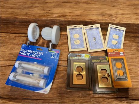 Wall Cover Plate Outlet Cover/Fluorescent Night Light/Vacuum Canister Lot