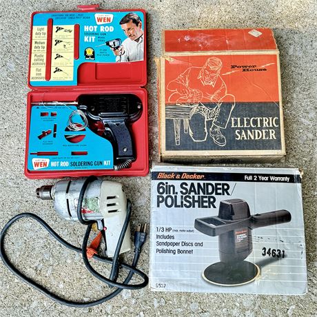 Vintage Tools - Electric Sanders, Drill and Soldering Gun