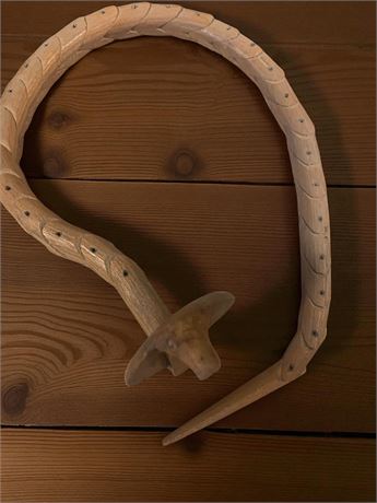 Vintage Hand-Carved Articulated Wooden Cobra Snake Sculpture