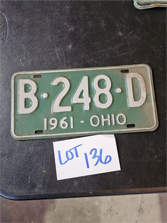 Vintage 1961 Ohio License Plate