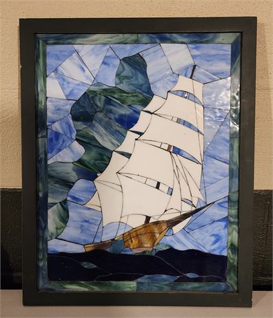 Stained Glass Ship Art Piece