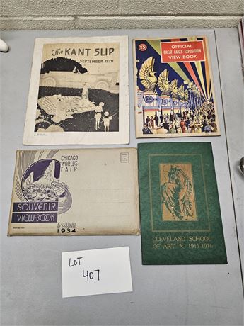 1934 Chicago Worlds Fair Viewbook/'36 Great Lakes Expo/1920 The Kant Slip & More