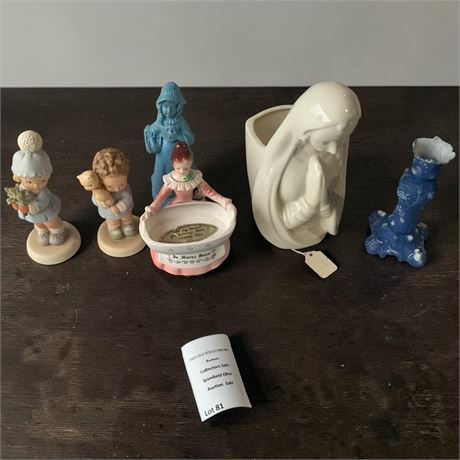 Figurine Lot - Enesco Memories of Yesterday Girl & Boy, Royal Haeger Madonna