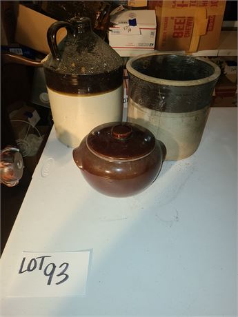 Vintage Crocks:Handled Vinegar Crock / Bean Crock & More