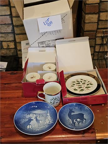 Holly Holiday Royal China Plates & Cups / Copenhagen '75 & '80 Plates