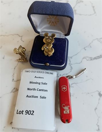 Cunard Loyalty Pin &  Misha the Bear Lapel Pin From 1980 Moscow Olympics