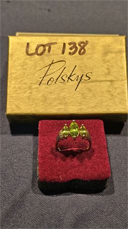 10k Peridot Cocktail Ring Sz 10 2.3 dwt