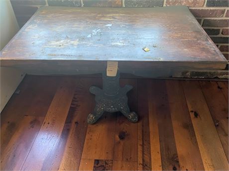 Finished Plywood Top Banquet Table W/Ornate Metal Base