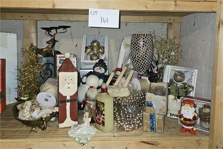 Christmas Shelf Cleanout- Mixed Decor- Santas, Ornament's, Faux Floral, Candles,
