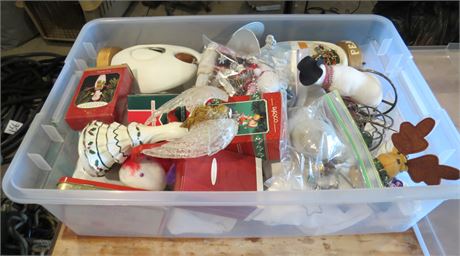 Tote of Christmas Decorations