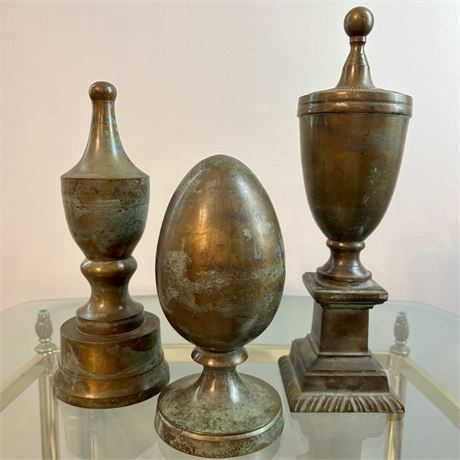Vintage Metal Urn Style Mantel Decor - Tallest is 13.75"