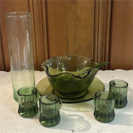Vintage Green Glass Bundle