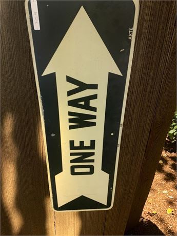 Metal Black & White One Way Arrow Sign