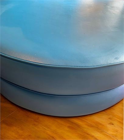 MCM Blue Round Pouf Ottoman/Footstool 42" x 18" H