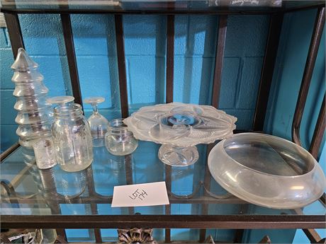 Mixed Glass Lot : Cake Plate / Snack Bowl & More