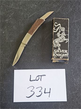 Silver Knight Gerber Pocket Knife In Box Like New