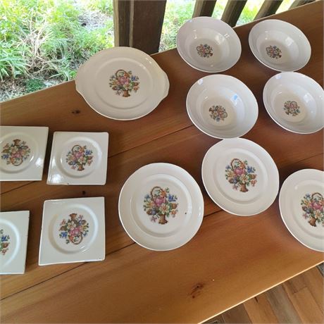 Salem China Company Petit Point China Dinnerware Set Victory Basket Pattern