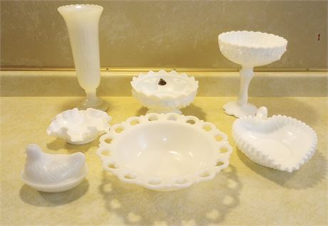 Milk Glass: Fenton, Hazel Atlas Hen on nest