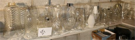 Large Lot of Mixed Glass Chimney's & Candle Covers - Frosted / Etched & More