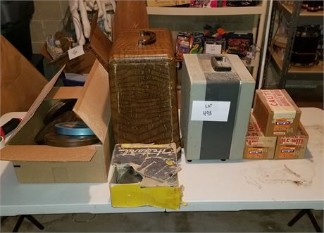 Vintage Projector, Metal Slide Mounts, Film Reels & More