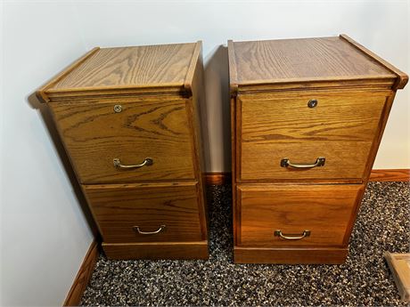 2 Lightweight Wooden Two Drawer Filing Cabinets