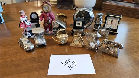 Mixed Lot Of Miniature Clocks: Grill, Phone, Cars & More