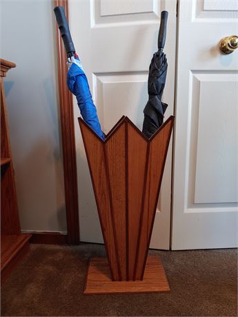 Handmade Wooden Umbrella Holder/ Full of Umbrellas!