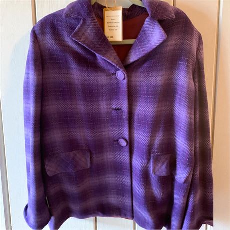 Davidow Purple Plaid Flannel Button Up Jacket.Coat Size (No Size Tag)