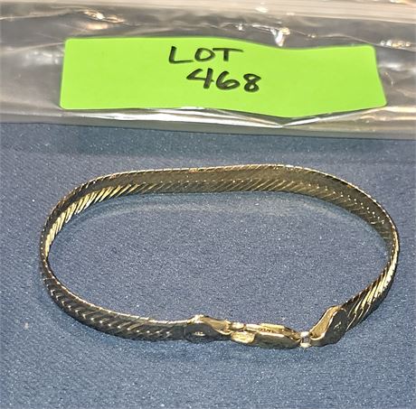 Sterling (Gold Tone) Herringbone Bracelet 7" 0.26ozt