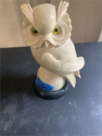 Vintage Italian Carved Alabaster Owl Statue Sculpture A Giannelli-Like Art Piece