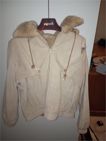 Fur Lined Suede Hooded Women's Coat