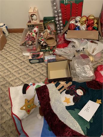 Christmas Tree Decorations & Tree Skirt Lot