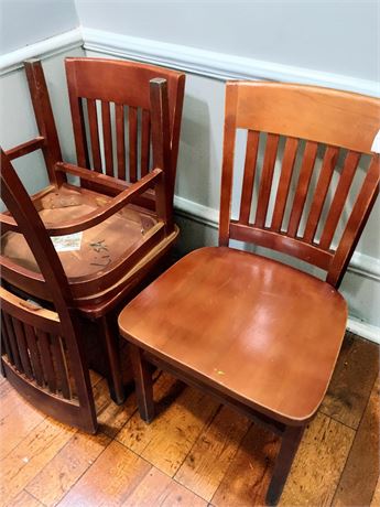 Slat-Back Wood Restaurant/Dining/Schoolhouse Chairs (Set of 4)