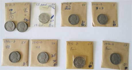 1942D Nickels, 1966P Clipped Nickel