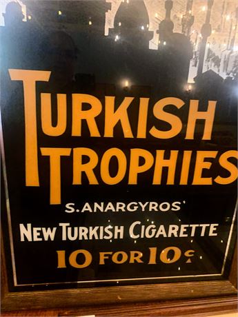 Framed Turkish Trophies Cigarettes Painted Advertising Mirror